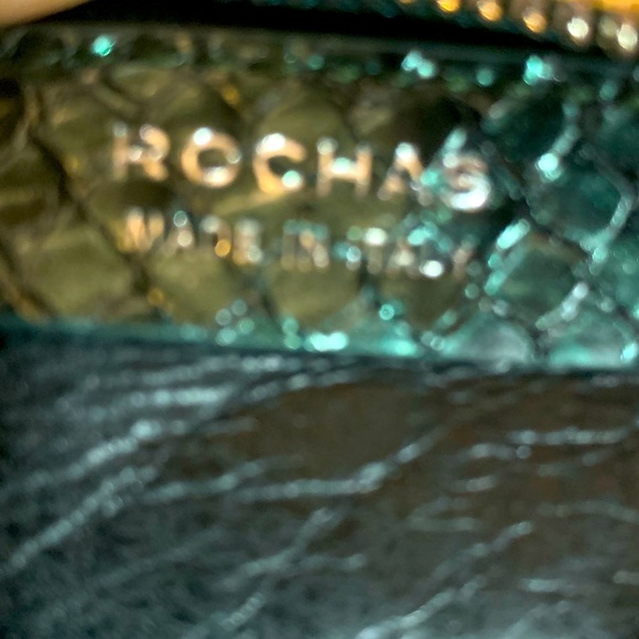 Green leather ROCHAS clutch - Picture 1 of 6